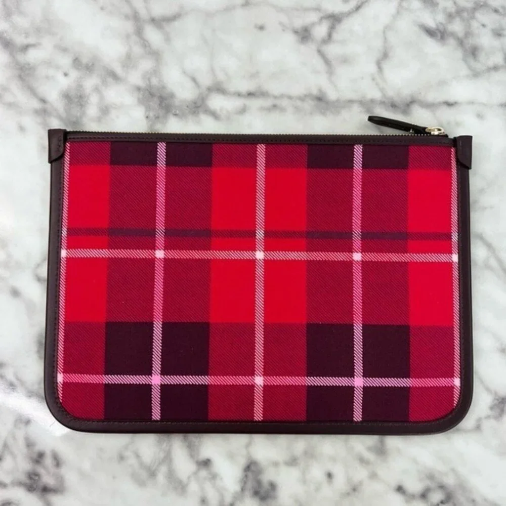 Kate Spade Ella Plaid Large Zip Pouch